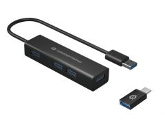 HUBBIES06B Hub USB 3.0 a 4 porte con adattatore USB-C