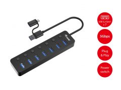 128965 7-Port USB 3.2 Gen 1 Hub with Power Adapter