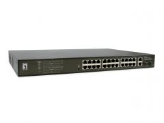 GEP-2821 28-Port-Gigabit-PoE-Switch, 24 PoE-Ausgänge, 2 x Gigabit RJ45, 2 x Gigabit SFP, 802.3at/af PoE, 390W