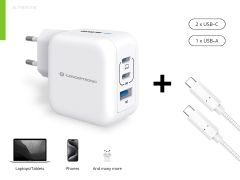 ALTHEA17W 67W Caricabatterie GaN USB PD a 3 porte, cavo di ricarica USB-C incluso, USB-C x 2, USB-A x 1, QC 3.0, PPS, PD 3.0