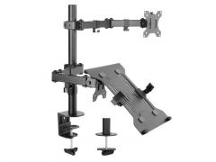 650119 Supporto da scrivania articolato a doppio braccio per monitor e laptop da 13"-32"