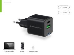 ALTHEA15B 20W 2-Port GaN USB PD Charger, USB-C x 1, USB-A x 1, QC 3.0, PPS, PD 3.0