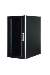 Equip Basic Flex 19" Gabinete de Servidor Independiente, 22U, 600x800mm, con Puerta de Cristal, Paneles Extraíbles y con Cerradura, Ensamblado, RAL9005 Negro