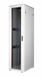Gabinete de servidor independiente Equip Dynamic Flex de 19", 47U, 600x800 mm, con puerta de vidrio, paneles extraíbles y con cerradura, ensamblado, gris RAL7035