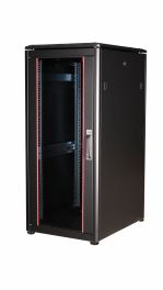 Gabinete de servidor independiente Equip Dynamic Flex de 19", 26U, 600x800 mm, con puerta de vidrio, paneles extraíbles y con cerradura, ensamblado, RAL9005 negro