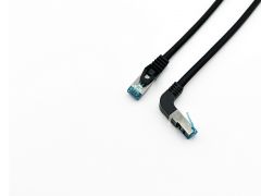 605890 Cat.6A S/FTP Patchkabel, gewinkelter zu geradem Stecker, 5,0 m, Schwarz