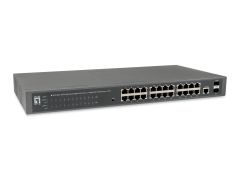 GEP-2652 26-Port Web Smart Gigabit PoE Switch, 802.3af/at PoE, 24 PoE Outputs, 370W Power Budget, 2 x Gigabit SFP Uplink Ports