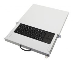 260611 19" Keyboard Drawer w. Keyboard DE + Trackball, light grey RAL7035