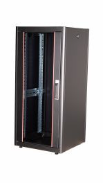 Armario de Red Básico Flex 19" de Pie Equip, 26U, 600x600mm, con Puerta de Cristal, Paneles Extraíbles y con Cerradura, Ensamblado, RAL9005 Negro