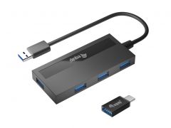 128956 4-Port USB 3.2 Gen 1 Hub with USB-C Adapter