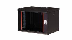 Equip Pro Mount 19" Wall Mounted Network Cabinet, 07U, 600x450mm, with Glass Door, Removable and Lockable Panels, Assembled, RAL9005 Black