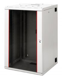 Equip Pro Mount 19" Wall Mounted Double Sections Network Cabinet, 20U, 600x600mm, with Glass Door, Removable and Lockable Panels, Assembled, RAL7035 Grey