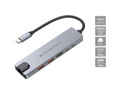 DONN29G Estación de acoplamiento 6 en 1 USB 3.2 Gen 2, HDMI 4K60Hz, USB-A 10Gbps x 2, USB-C 10Gbps, LAN GbE, USB PD 3.1 de 140W