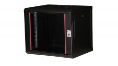 Equip Pro Mount 19" Wall Mounted Network Cabinet, 09U, 600x450mm, with Glass Door, Removable and Lockable Panels, Assembled, RAL9005 Black