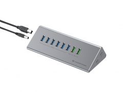 HUBBIES18G 10-in-1 60W USB 3.0 Hub Charger, 2-in-1 USB A/C Cable, USB-A 3.0 x 6, QC 18W x 2, USB-C 3.0 x 1, PD 20W x 1