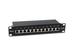 326623 12-Port Cat.6A geschirmtes Patchpanel, 10 Zoll, Schwarz
