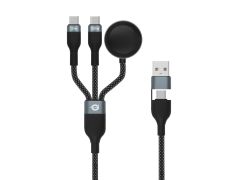 ETTA08B15 Cable de datos de carga rápida 3 en 1 de 100 W de 1,5 m, USB-C, Cargador de Apple Watch, USB 2.0, 5A, E-Mark