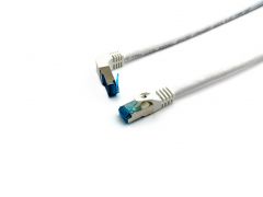 605807 Cat.6A S/FTP Patchkabel, gewinkelter zu geradem Stecker, 0.5m, Weiß