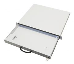 260410 Empty 19" Keyboard/Mouse Drawer telescopic and lockable, 1U, light grey RAL7035