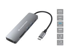 DONN11G 6-in-1 USB 3.2 Gen 1 Docking Station, HDTV, 100W USB PD, USB 3.0, USB 2.0, SD, TF/MicroSD